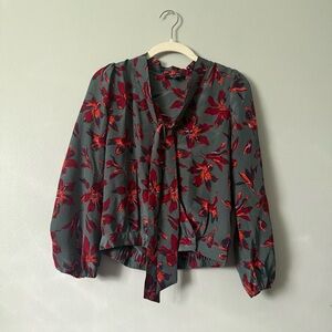 Madewell Silk Tie-Neck Wrap Top in Winter Orchid